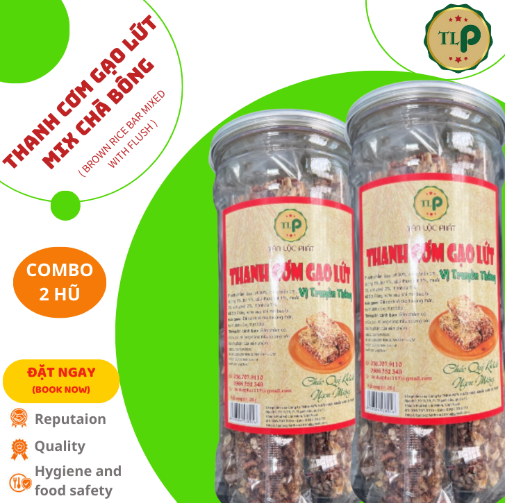 Thanh cơm gạo lứt tân lộc phát combo 2 hũ - mỗi hũ 250g