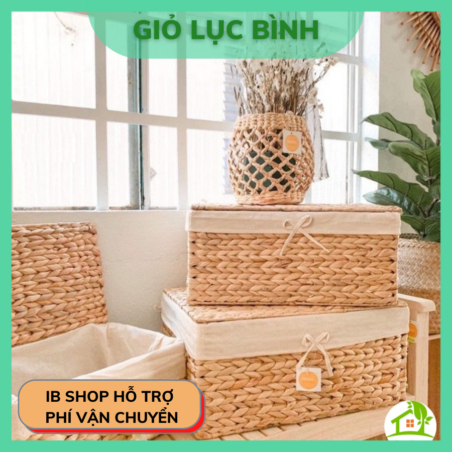 [ FREESHIP ] Giỏ Lục Bình Đựng Đồ Có Vải Lót Rời GreenHome - Hộp Chứa Đồ Lục Bình Đan Tay  -  Giỏ Đựng Quần Áo Đựng Mỹ Phẩm,Sách - Hàng Thủ Công Việt Nam Chất Lượng Cao