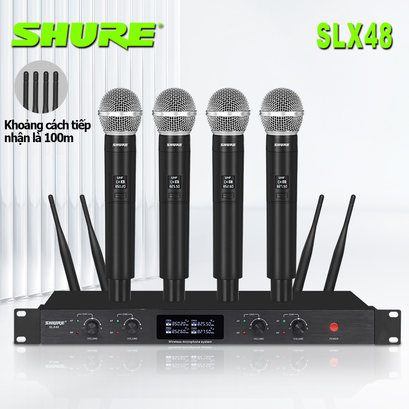Micro không dây cao cấp,shuer/SLX48 microphone wireless,micro hát karaoke không dây,Chống Hú Rít Cực Tốt,Cho Độ Nhạy Cao-Âm Thanh Trung Thực Mượt Mà