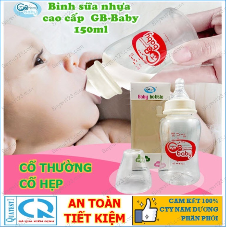 150ml - bình sữa nhựa cao cấp cổ hẹp không bpa - gb baby gb2025
