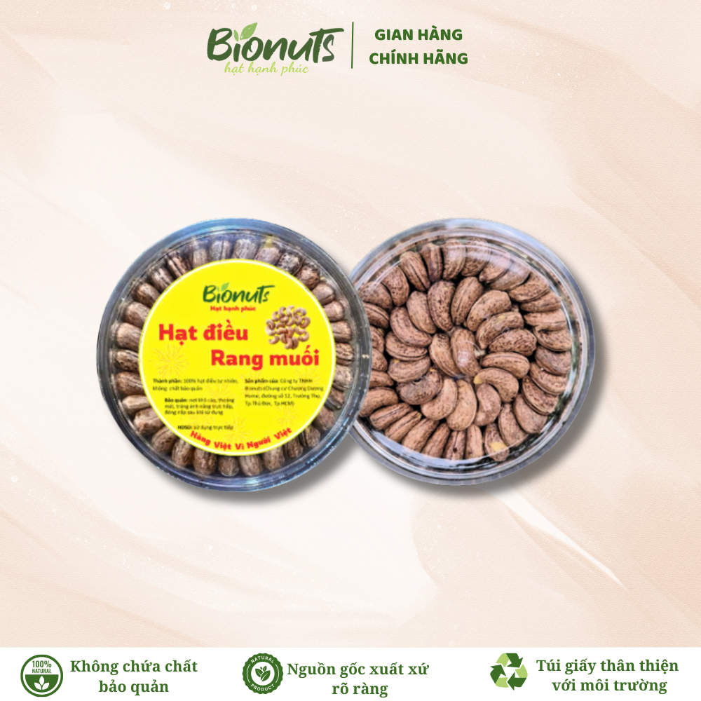 Hạt Điều Hữu Cơ Rang Muối Xếp Hoa BIONUTS 280G ( HÀNG LOẠI 1 ) 380-390 HẠT/KG - Giàu Magie, cung chấp chất béo lành mạnh, tốt cho tim mạch,..
