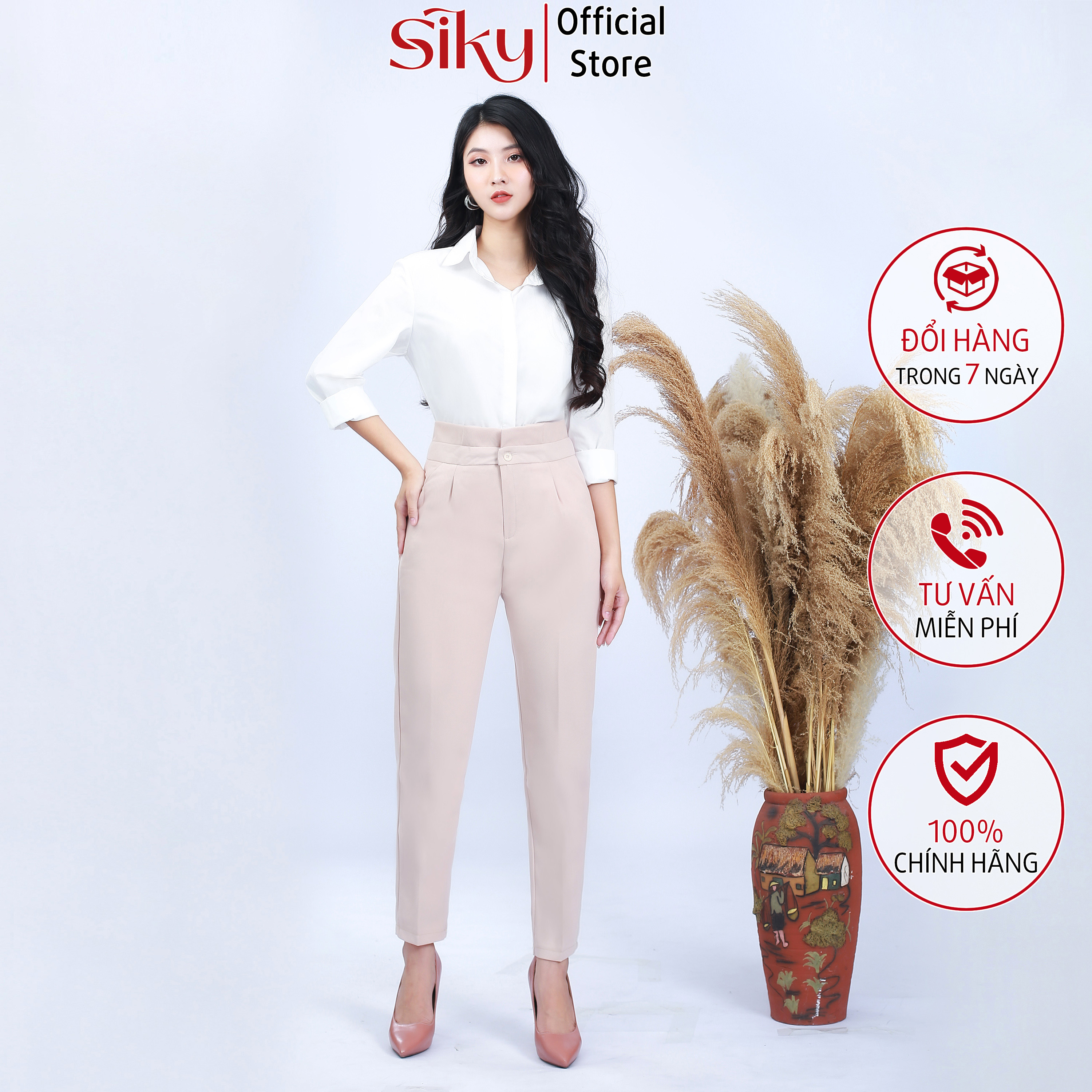 Quần baggy công sở nữ cạp bèo - siky - qbg