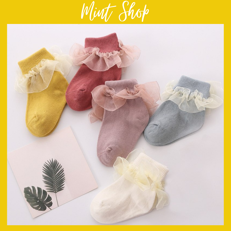 Tất cho bé tất thời trang phong cách Hàn Quốc đáng yêu nữ tính cho bé gái size 0 - 2 tuổi