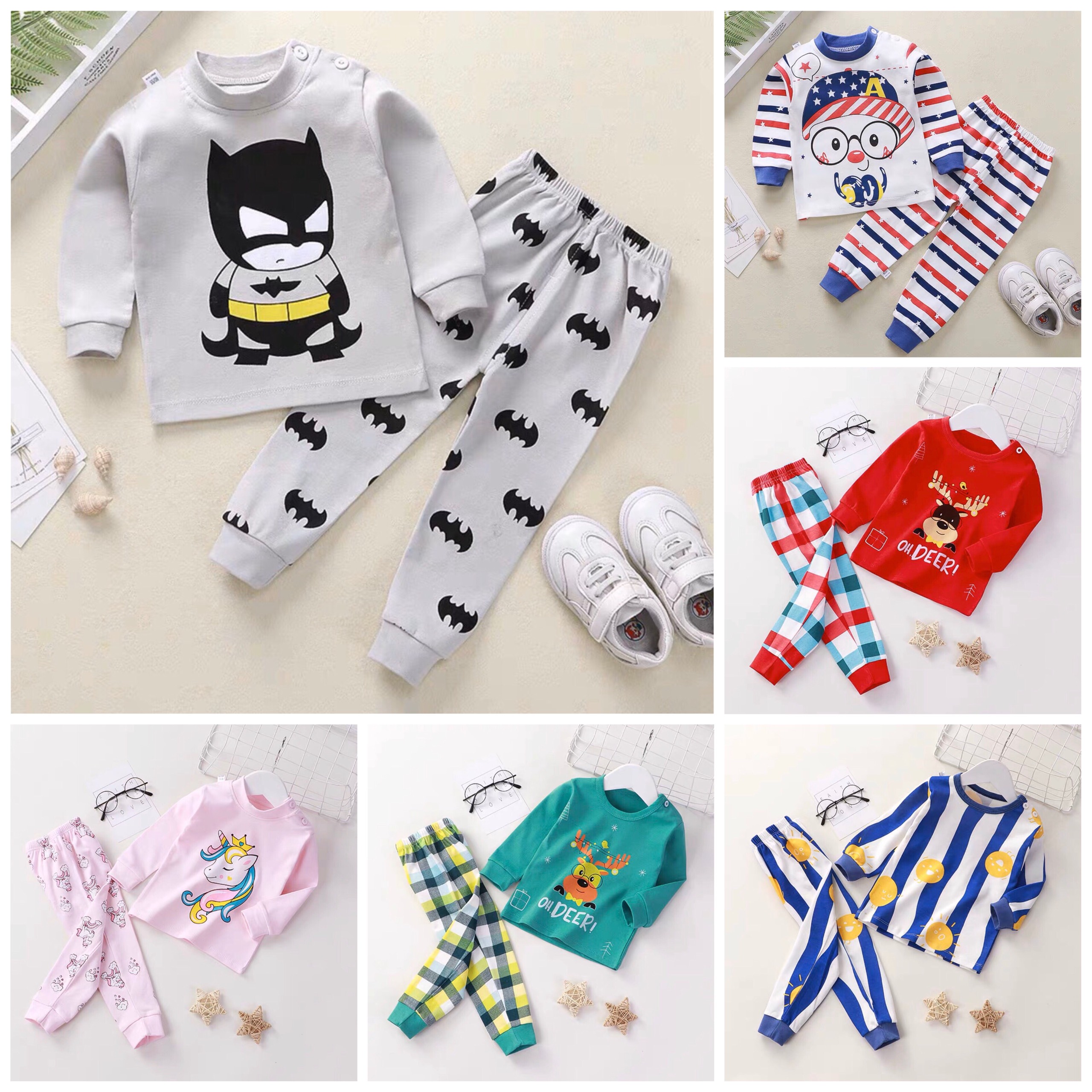 Quần áo thu đông bé trai,bé gái Đồ thu đông bộ ngủ cotton cho bé trai,bé gái Bộ đồ cho các bé từ 7-18kg ChubbyStore