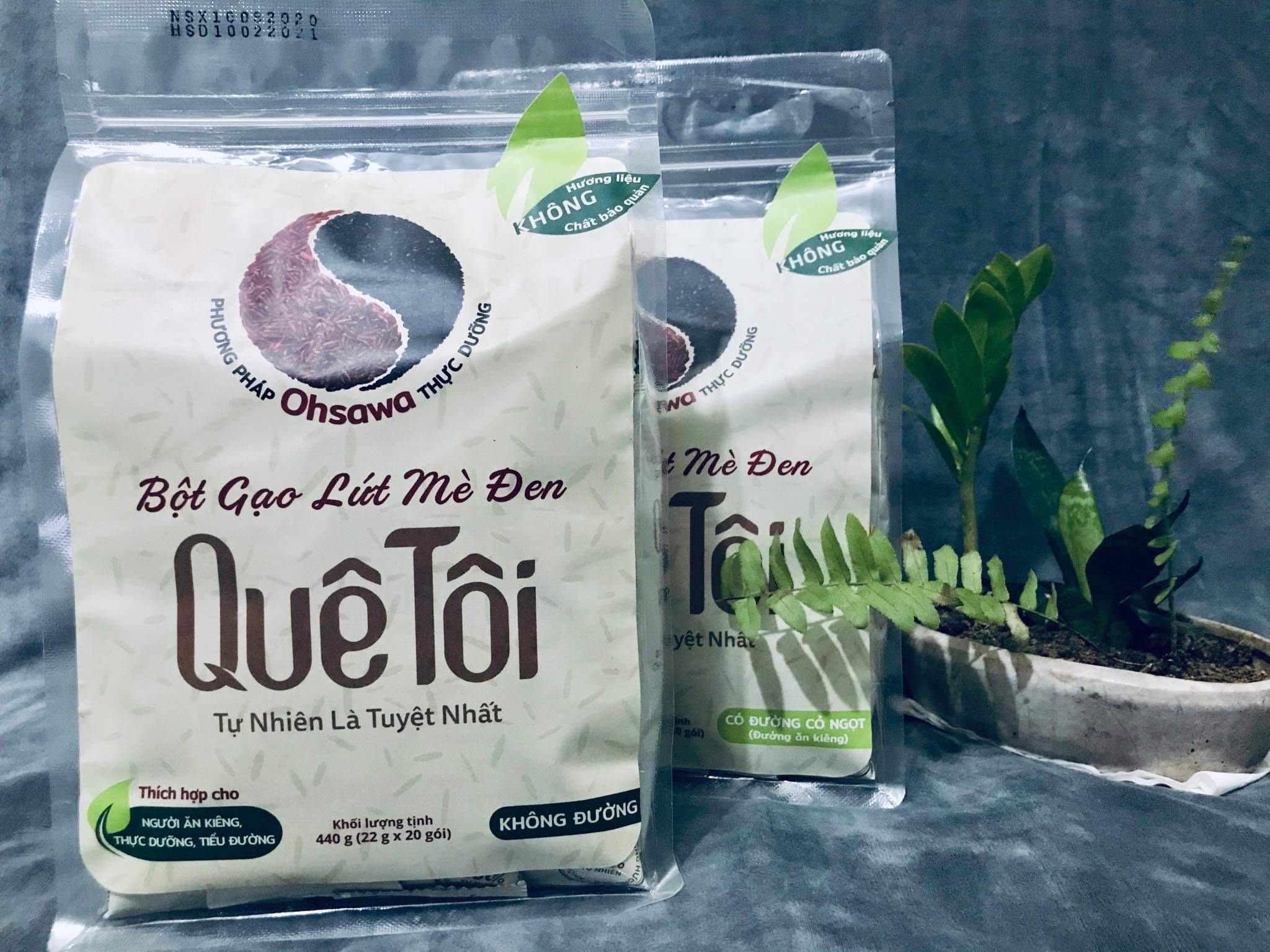 Bột gạo lứt mè đen Quê tôi giảm cân eatclean healthy dùng thay bữa sáng bữa phụ túi 440gr