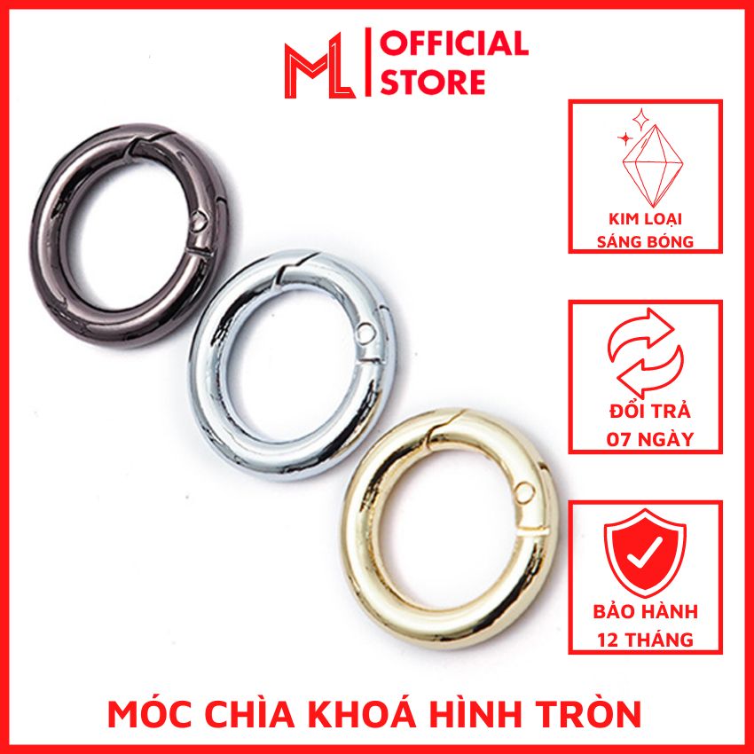 Móc khoen chìa khoá đa năng nhana m1 cute, vòng khuyên tròn, móc khoen chùm khóa trơn kim loại màu bạc, móc chùm chìa khóa, móc đa năng