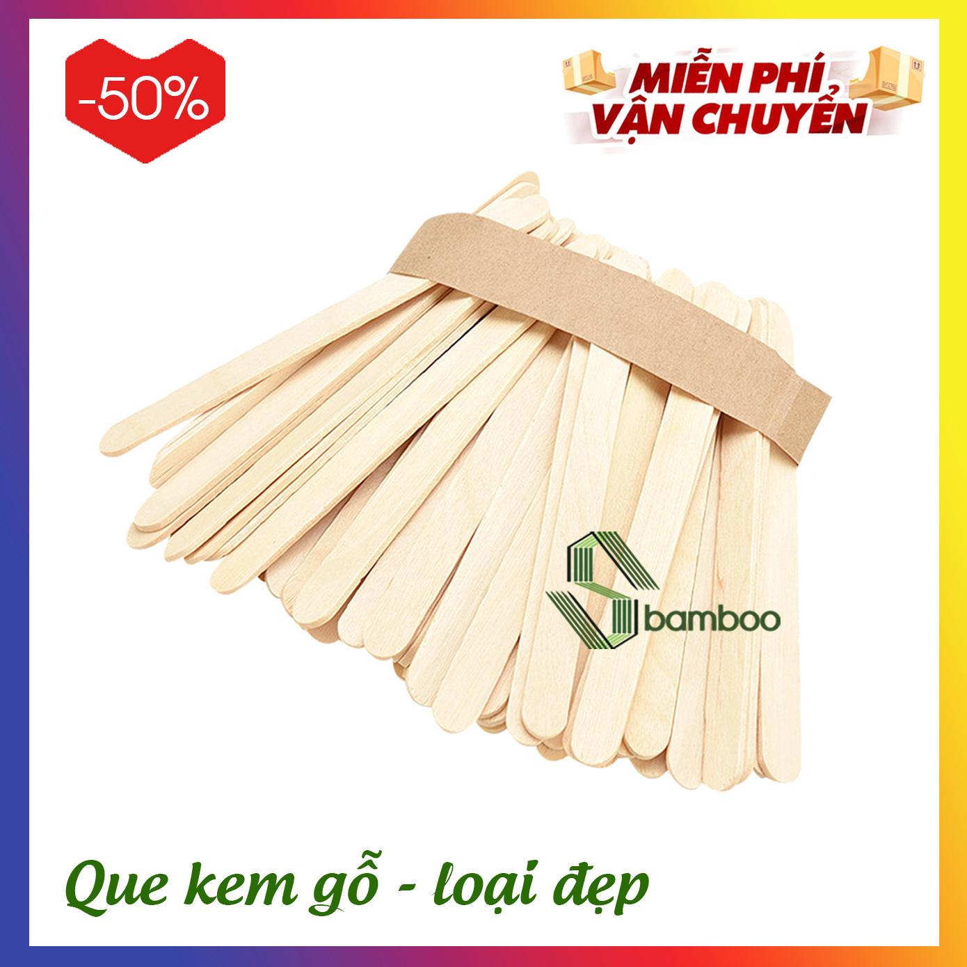 [HCM][SIÊU SALE] Que kem gỗ que kem handmade loại đẹp Sbamboo