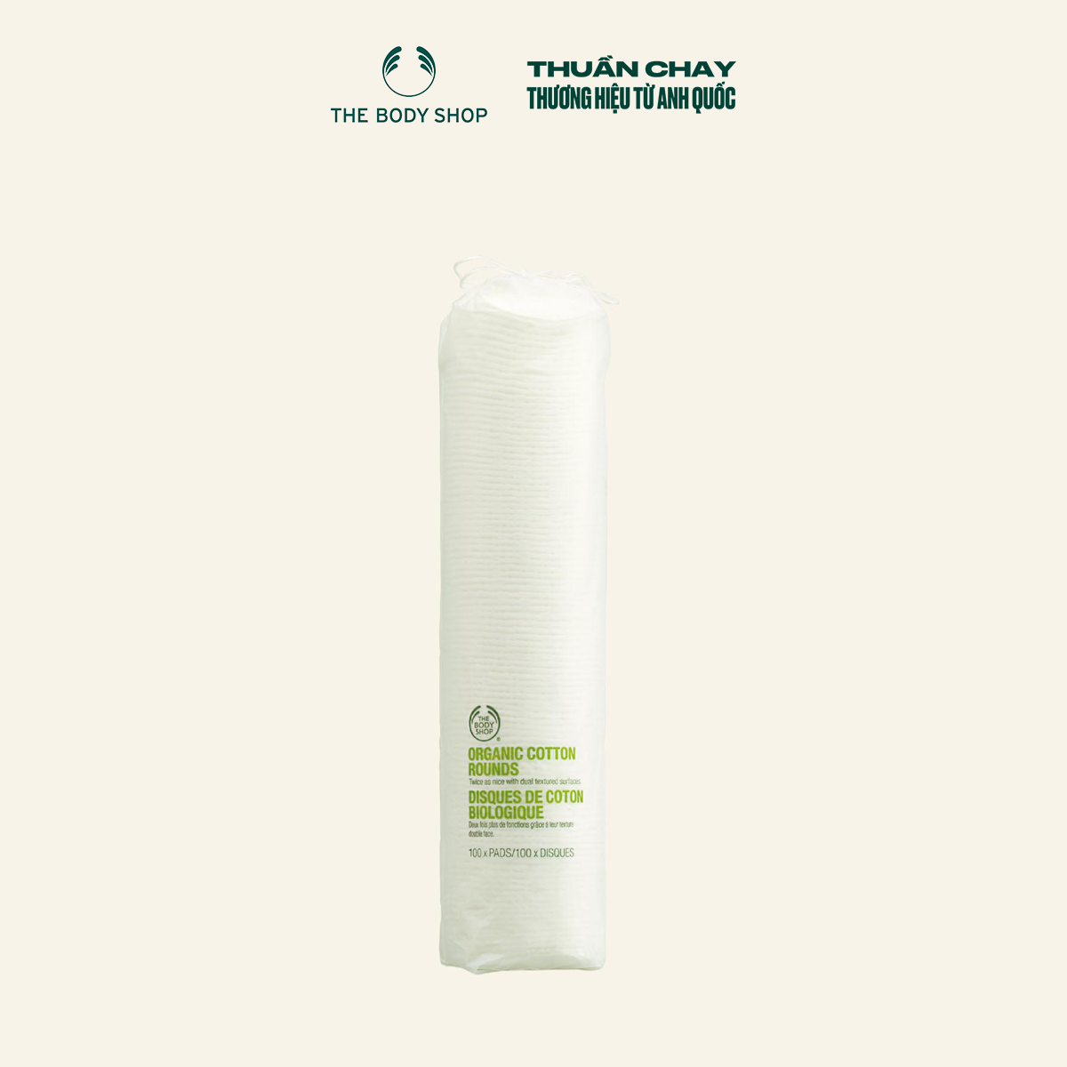 Bông tẩy trang organic cotton pads x 100 the body shop