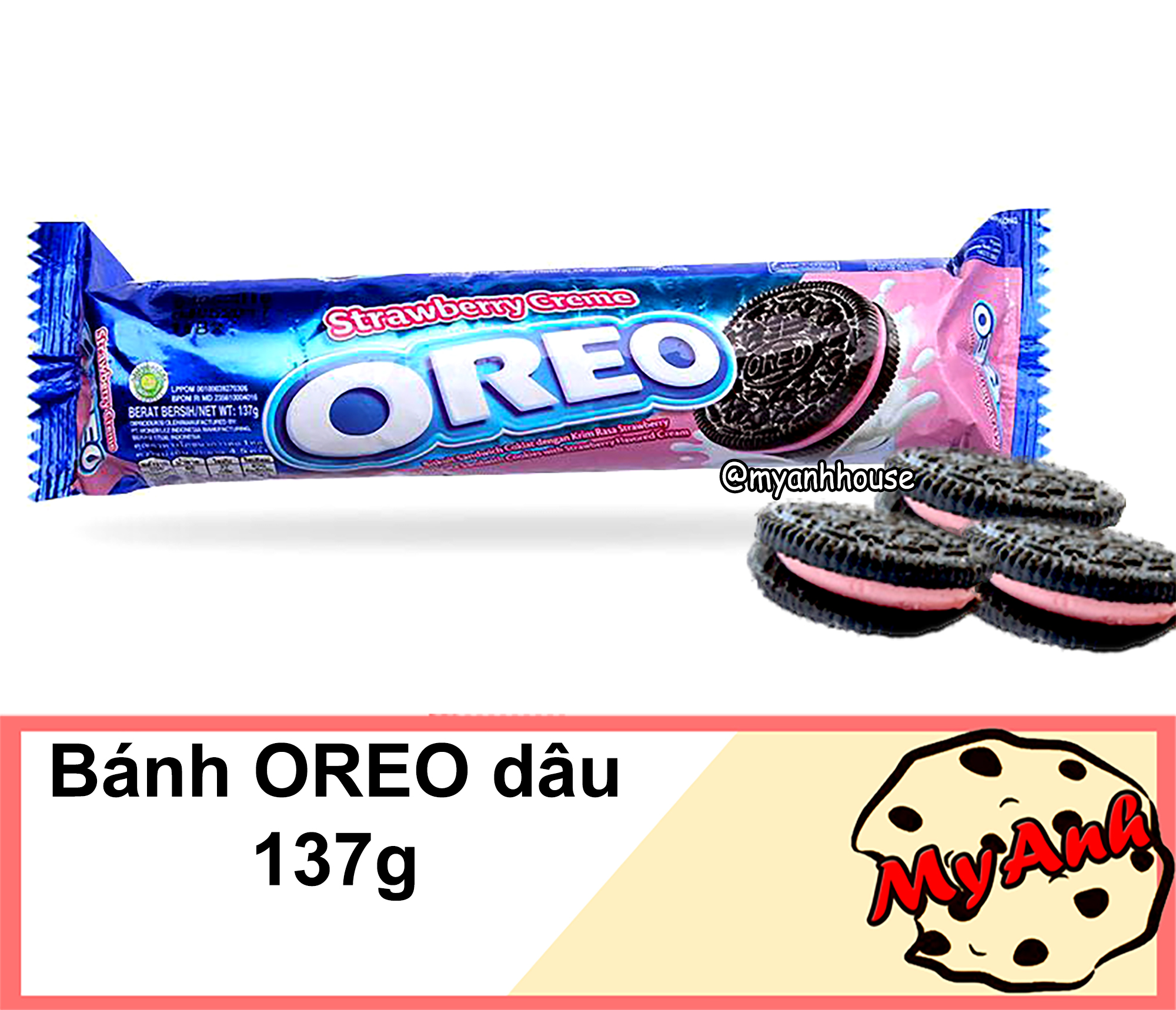 OREO BÁNH QUY NHÂN KEM DÂU 133GR DATE T7/2021