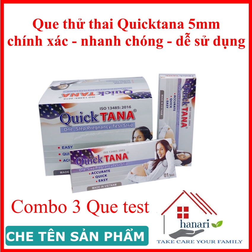 Que thử thai quicktana Combo 3 que, cho kết quả nhanh, an toàn dễ sử dụng