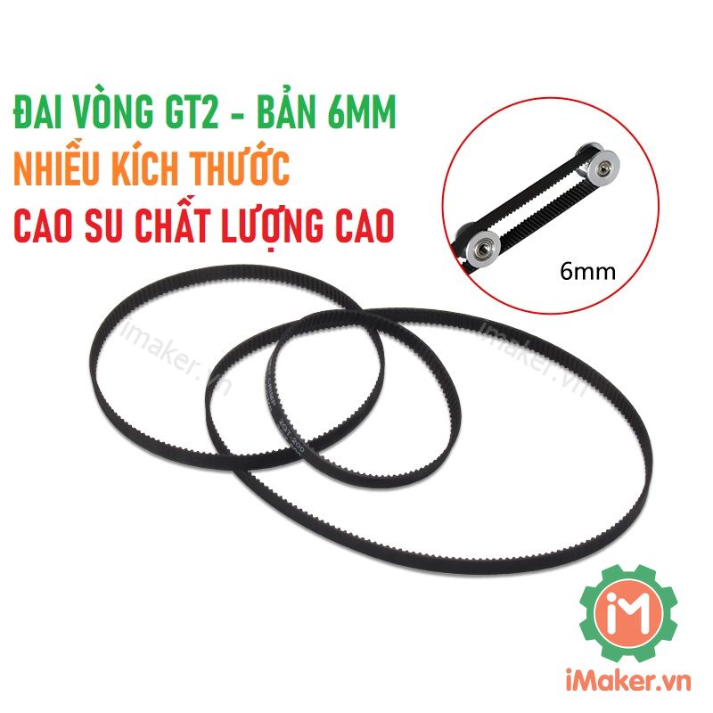 Đai gt2 vòng, vòng đai gt2, dây đai curoa vòng nhiều kích thước dùng cho puly gt2, dây đai vòng kín 100- 1000mm