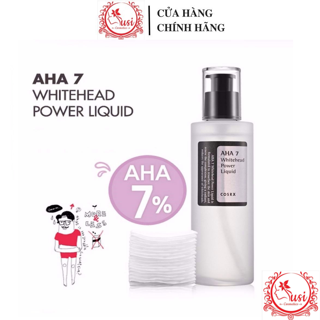Dung dịch dưỡng da tẩy tế bào chết mụn đầu trắng aha 7 whitehead power liquid cosrx 100ml
