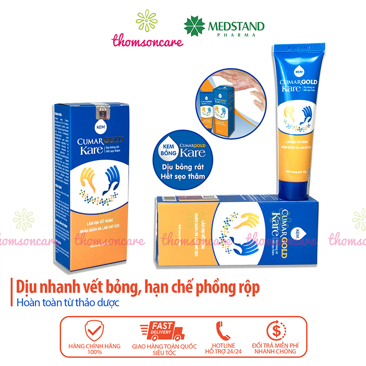 Kem bôi bỏng curmagold kare tuýp 30g chuyên cho các vết bỏng nước bỏng mỡ bỏng hóa chất bỏng nhiệt cháy nắng sôi dầu ăn tại nhà cho da đầu da mặt cho em bé bô xe, ngừa muỗi và côn trùng đốt sưng to ngăn ngừa và làm mờ sẹo