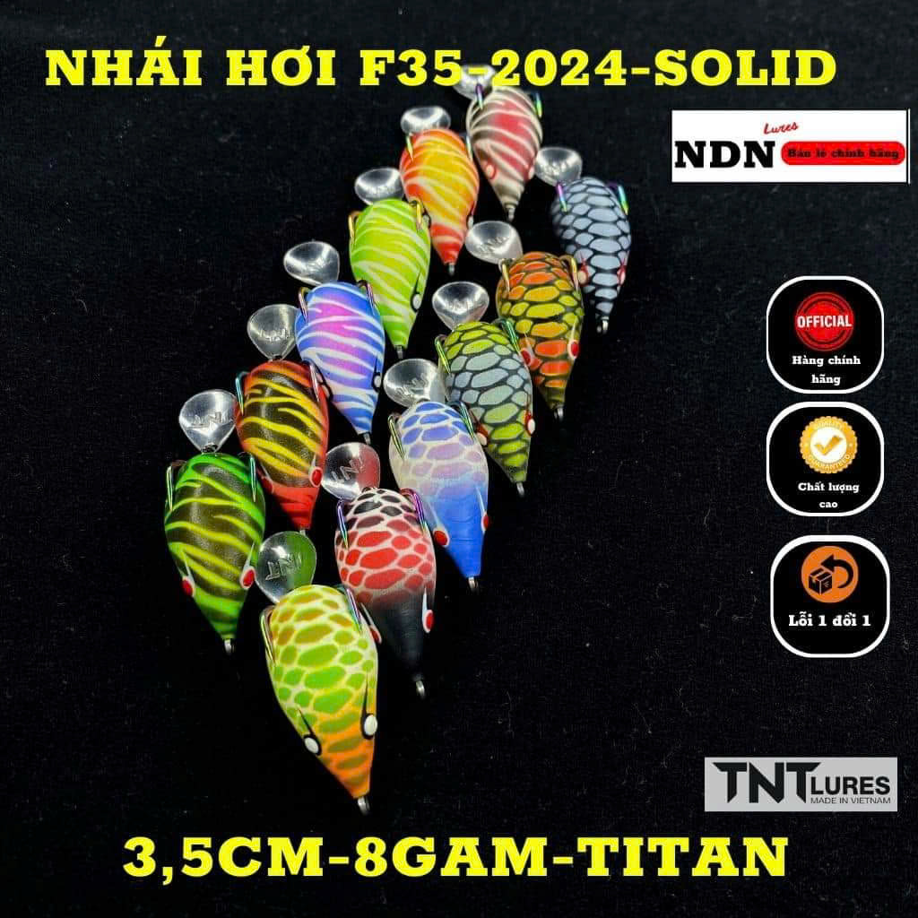  Mồi Câu Lure Nhái Hơi TNTLures Action Chìm F35 Khóa Solid 3,5cm 8g -  Lưỡi trang bị: mạ titan size #1  - Action: Chìm 