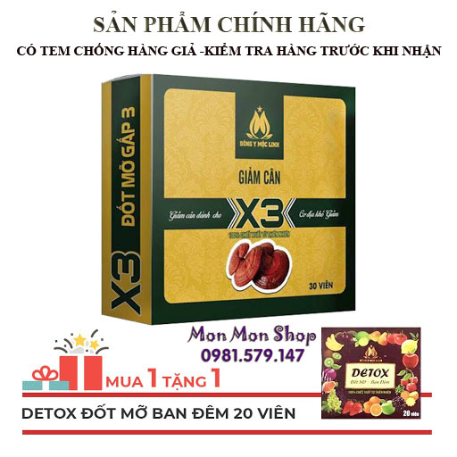 (Chính hãng - Nguyên tem) Giảm Cân Đông Y Mộc Linh X3 - Tặng 20 viên detox