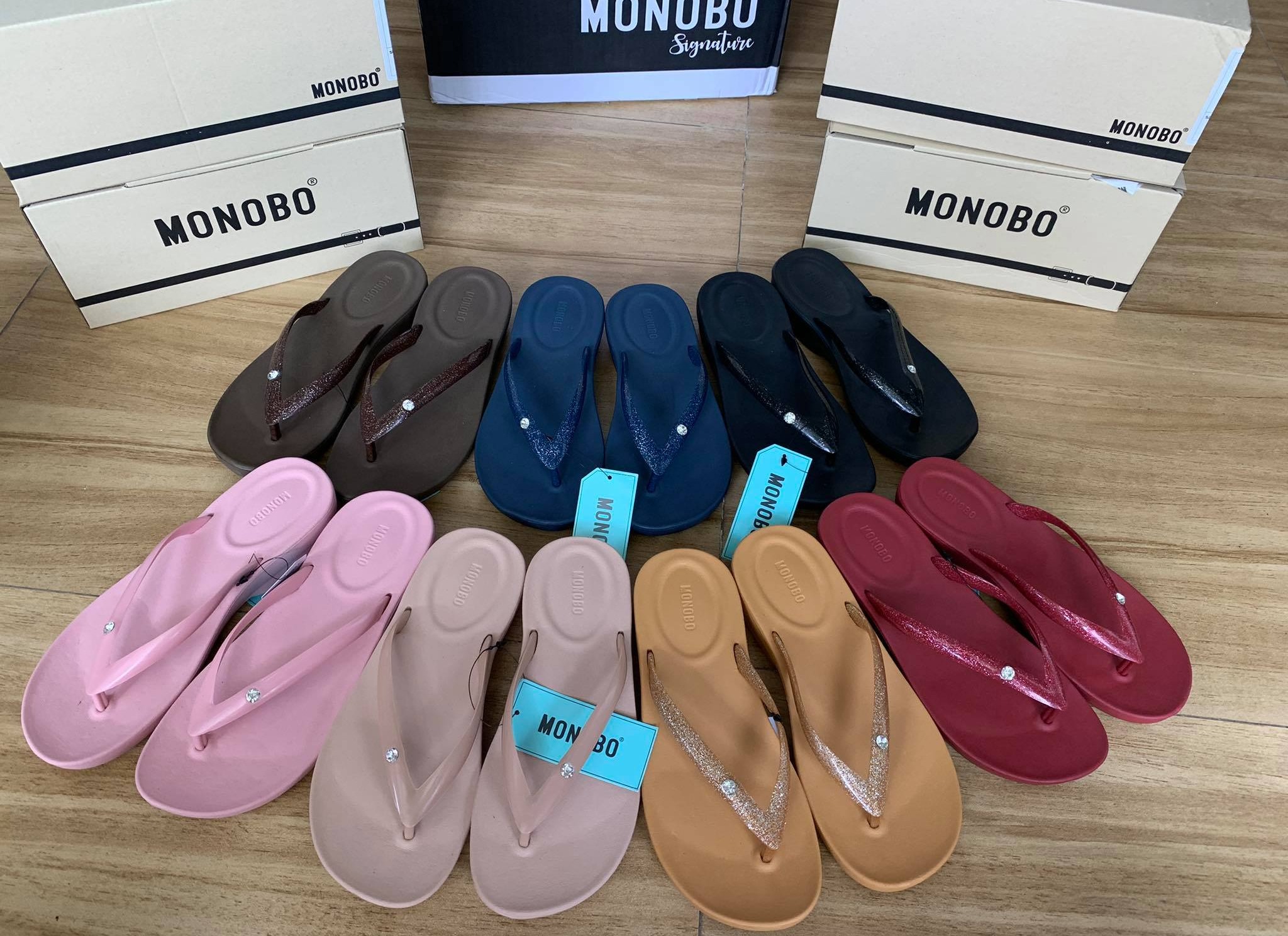 Dép Thái Lan Nữ MONOBO RELAX 3 - quai kẹp kim tuyến - màu đen, be-nâu, xám, xanh đen, đỏ