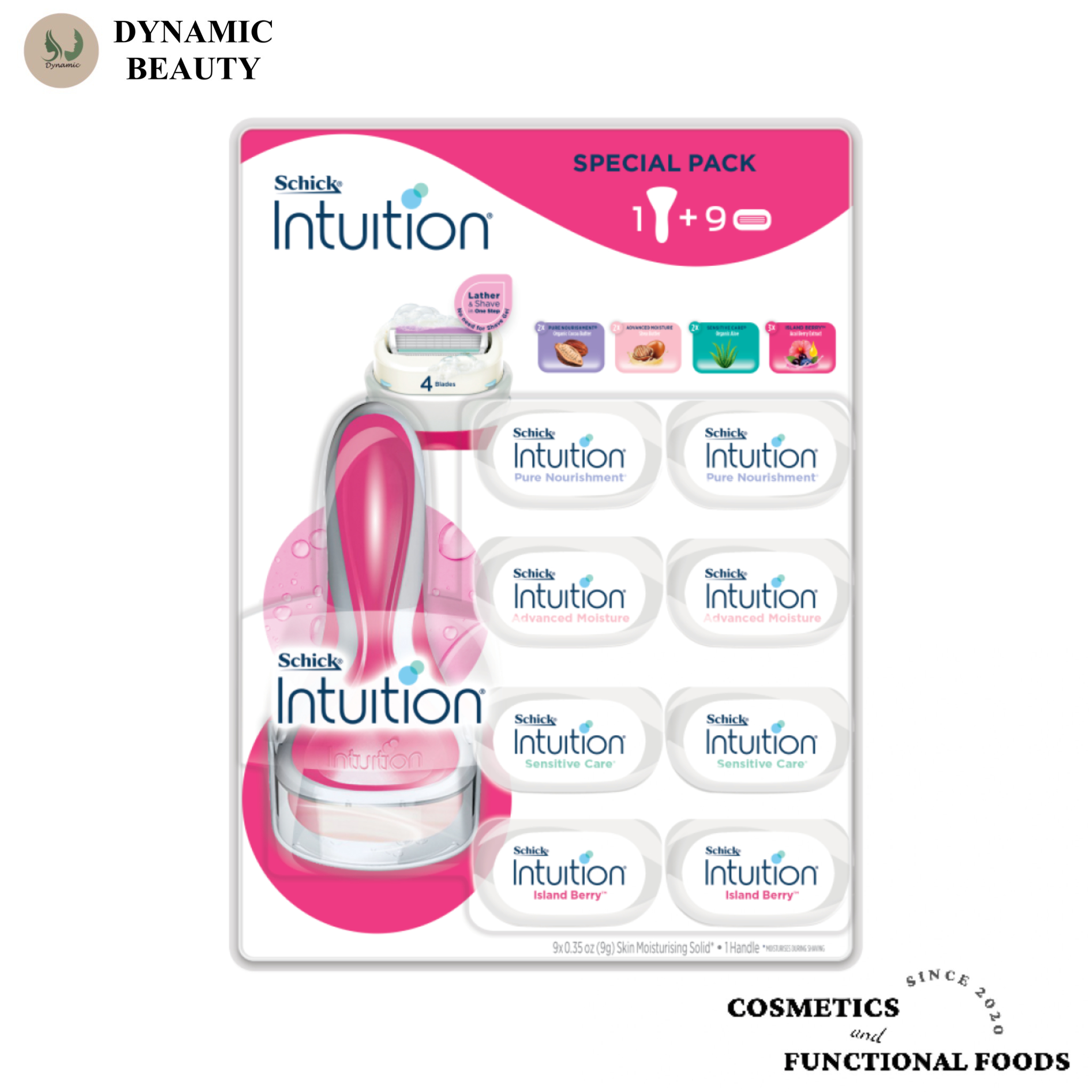 Dao cạo và đầu dao cạo thay thế Schick intuition đầu bơ island berry/ pure nourishment/ sensitive care/ advanced moisture