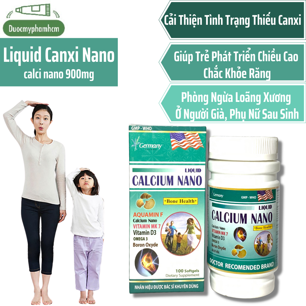 Viên Uống Bổ Sung Canxi Nano Và Tảo Biển Đỏ 32% Cho Người Lớn- Calcium Nano Liquid- Tăng Cường Mật Độ Xương, Giúp Xương Chắc Khỏe - Hộp 100 viên
