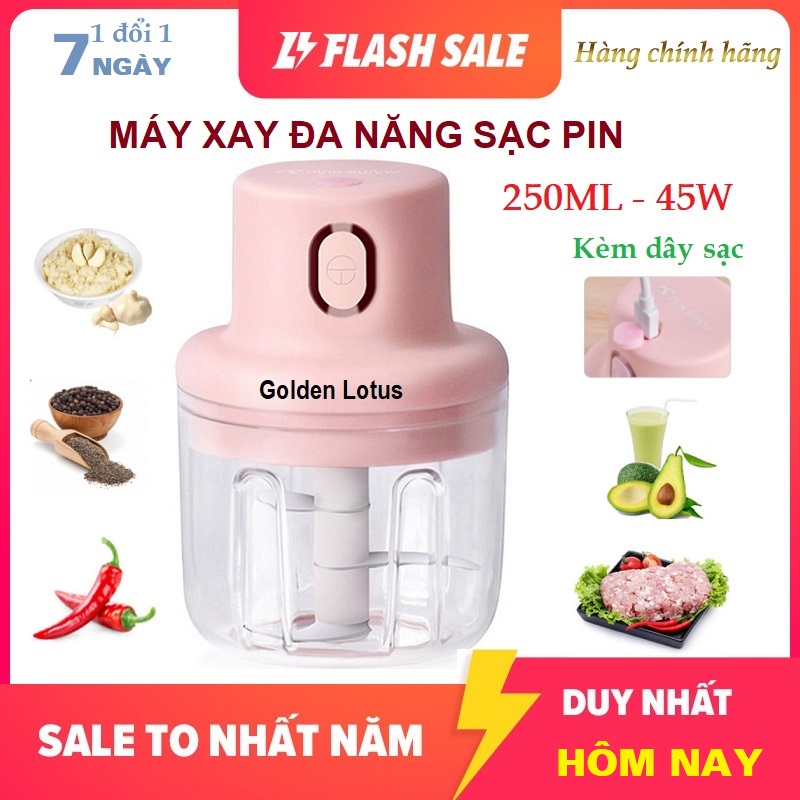 Máy xay tỏi ớt cầm tay sạc pin - máy nghiền đa năng sạc điện mini- 250ml - 45w