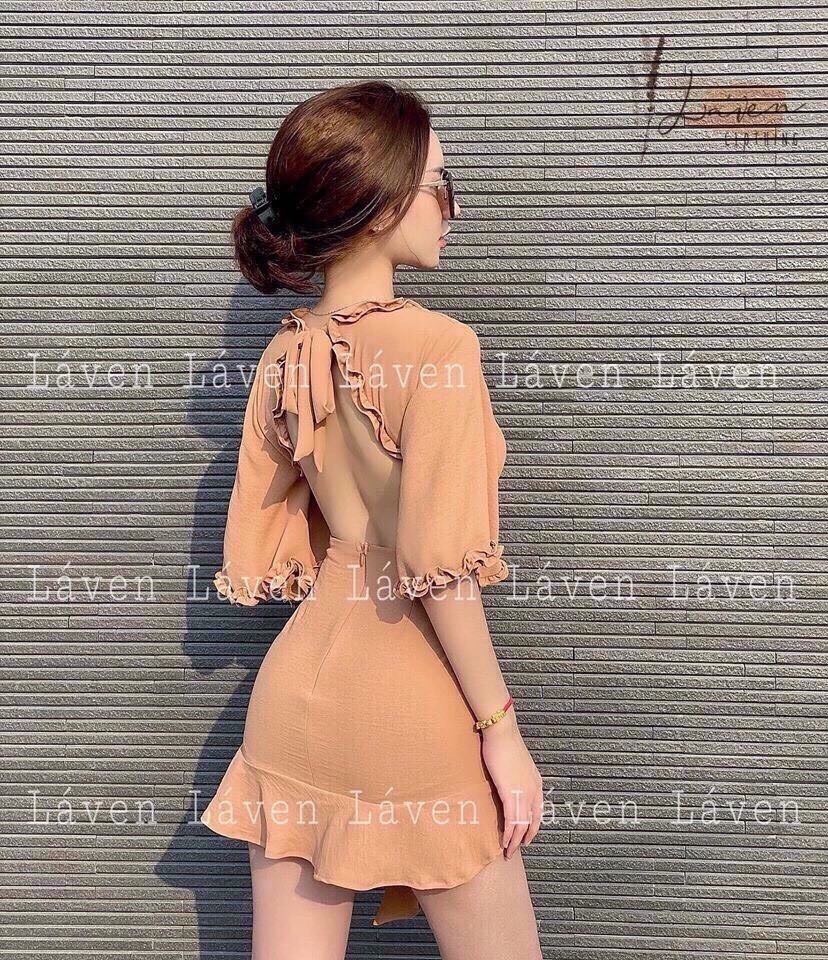 Đầm Đũi Tay Bèo Hở Lưng (Có Mút) Belle Fashion