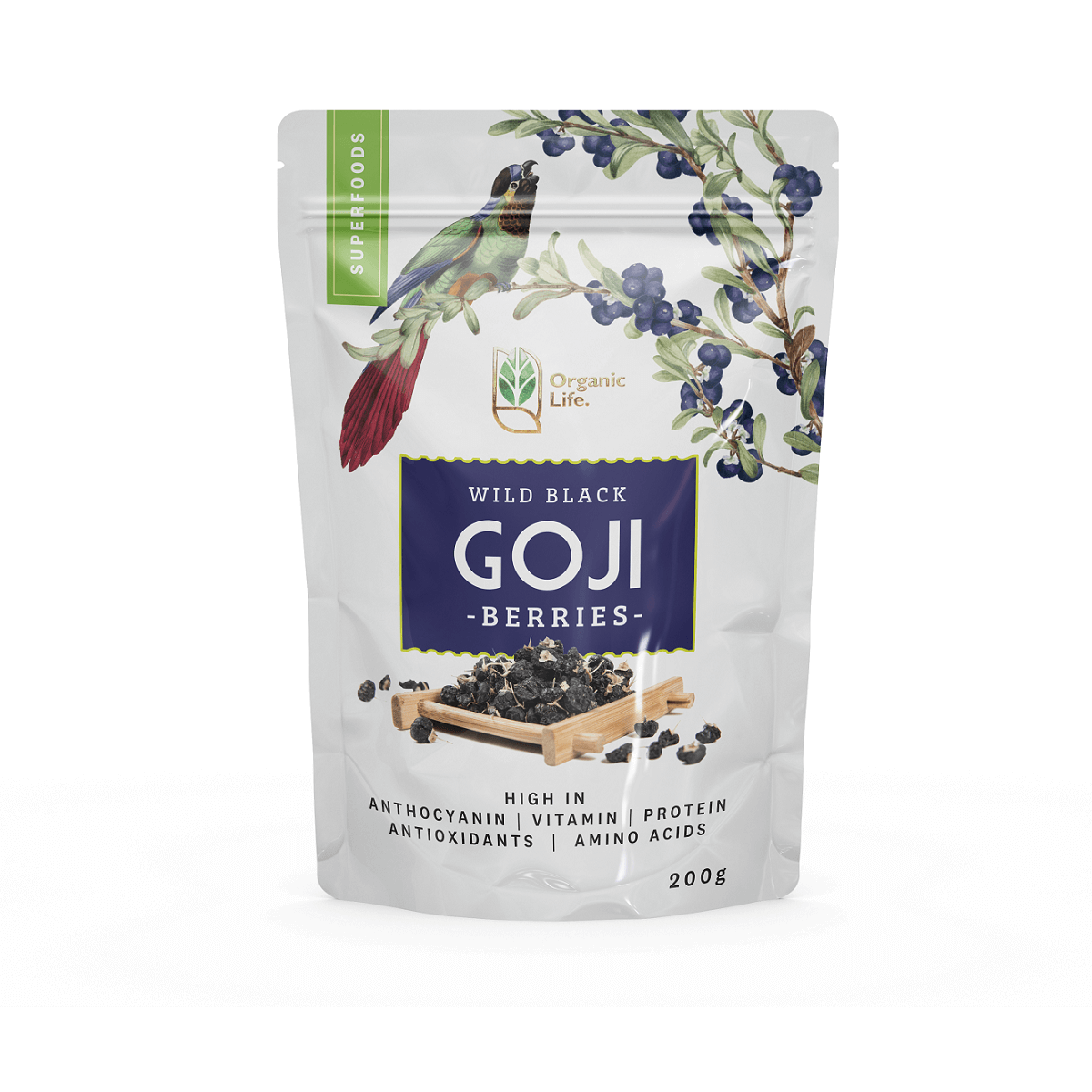 Hắc kỷ tử hoang dã Organic Life Wild Black Goji Berries 200g