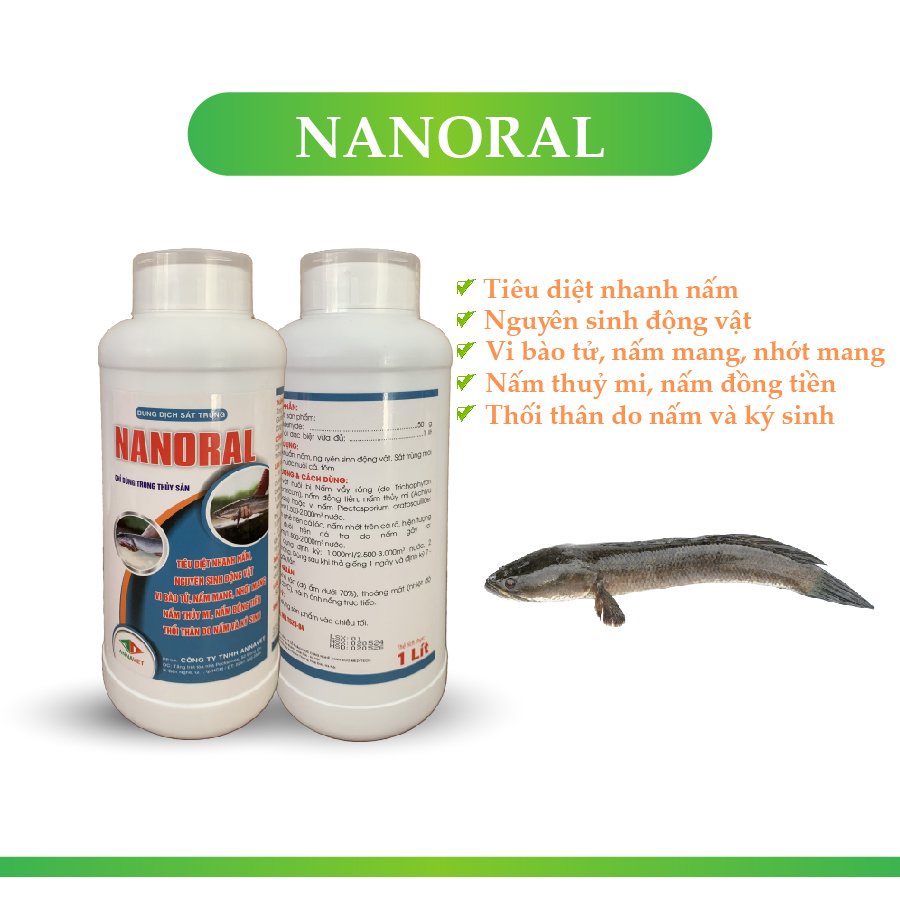 Nano ral chai 1000 ml diệt khuẩn vi nấm chăn nuôi cá , tôm , nấm thuỷ mi , nấm đồng tiền , nấm do ngoại ký sinh trên cá