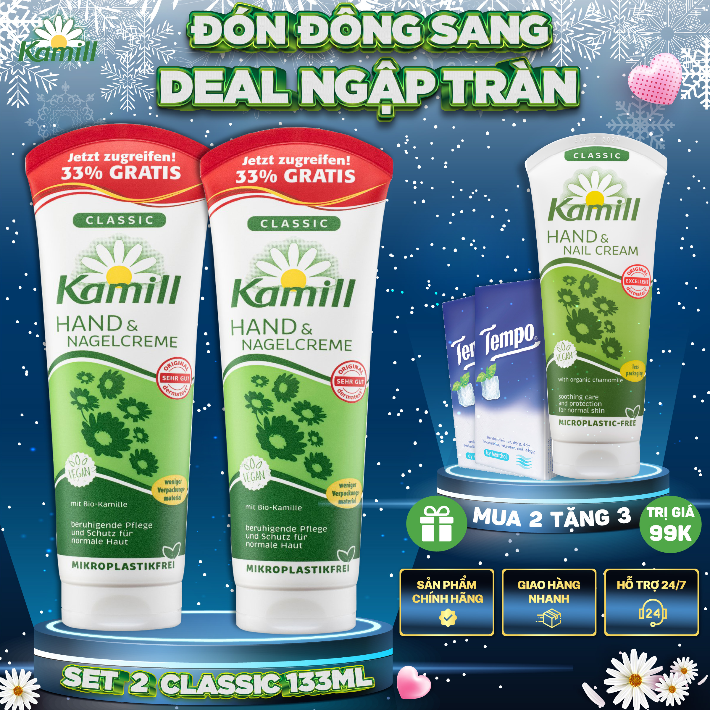 Combo 2 tuýp Kem dưỡng da tay và móng tay Kamill Hand & Nail Cream Classic 133ml - Dành cho da tay và móng tay thường