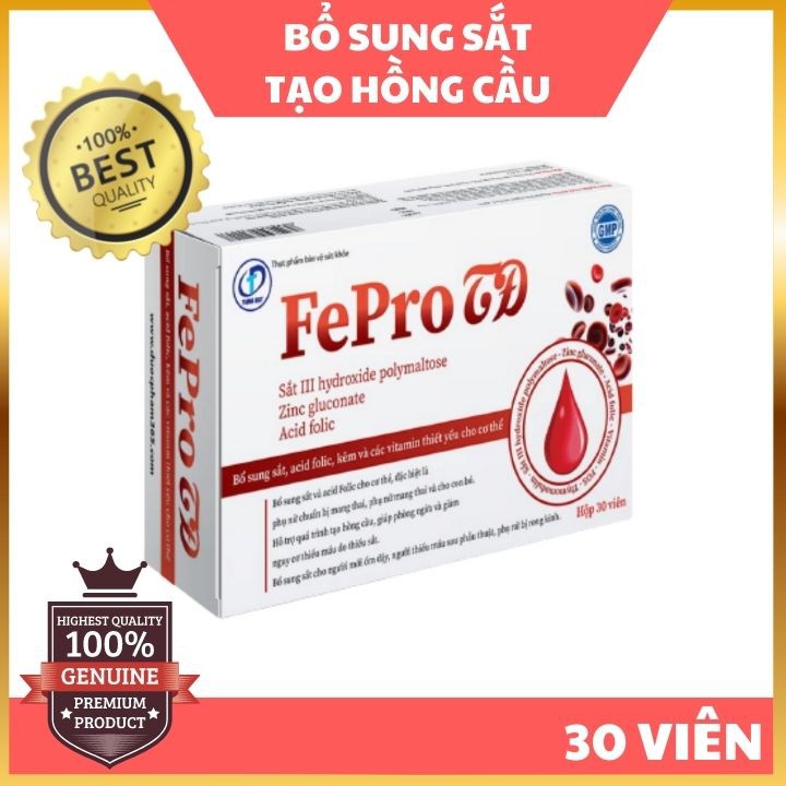 FePro - Bổ sung sắt, phòng ngừa và giảm nguy cơ thiếu máu do thiếu sắt