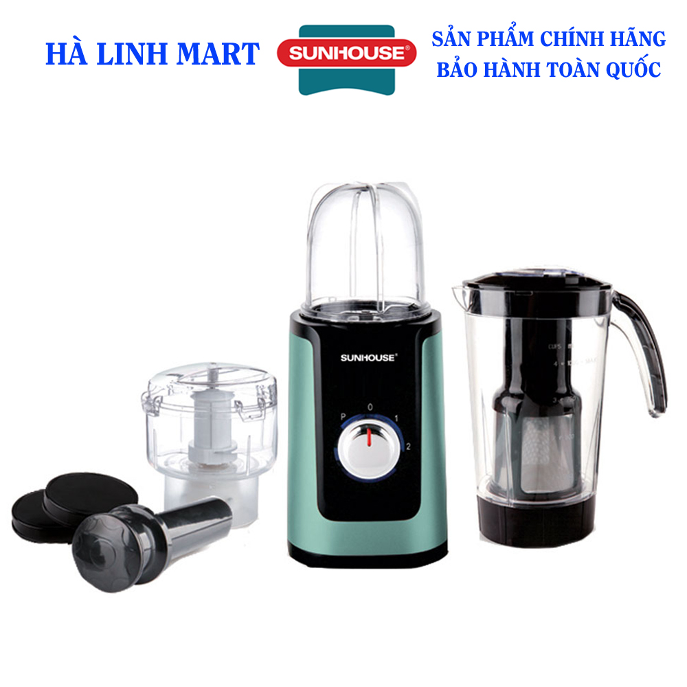 Máy xay sinh tố 3 cối Sunhouse SHD5322 - Máy xay sinh tố Sunhouse, Máy xay đa chức năng, Dung tích 1.25L, Lưỡi dao inox sắc bén, Thiết kế nhỏ gọn cùng 3 cối xay tiện dụng, khóa an toàn, tự ngắt khi quá tải, bảo hành 12 tháng toàn quốc