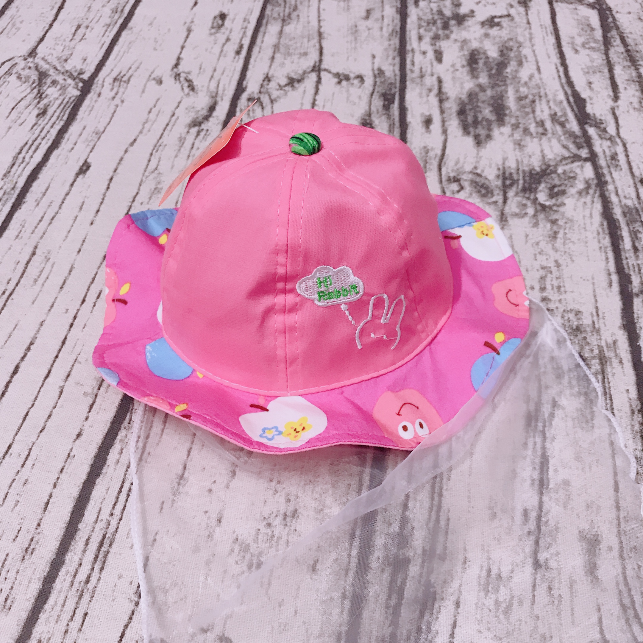 NÓN TAI BÈO CÓ LƯỚI CHE, VẢI MỀM MỊN MÀU HỒNG ĐÁNG YÊU CHO BÉ GÁI