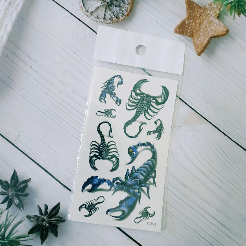 Hình xăm dán bọ cạp mini JULLY Tattoo chất hình xăm chống nước xăm tạm thời an toàn bền đẹp