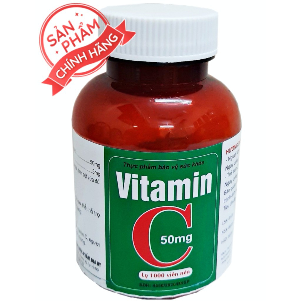 [Lọ 1000 viên] Viên uống Vitamin C 50mg- Giúp bổ sung Vitamin C tăng đề kháng cho cơ thể