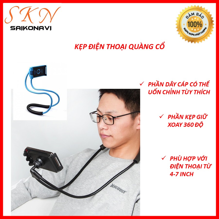 Kẹp điện thoại quàng cổ - giá đỡ điện thoại thông minh uốn dẻo - kẹp điện thoại để bàn, quàng cổ tiện dụng