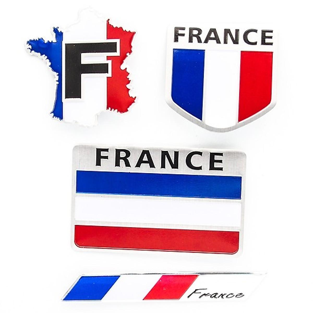 Bộ 4 Miếng Tem Dán Xe Máy Ô Tô Cờ Pháp Chất Liệu Nhôm Cao Cấp Dễ Sử Dụng