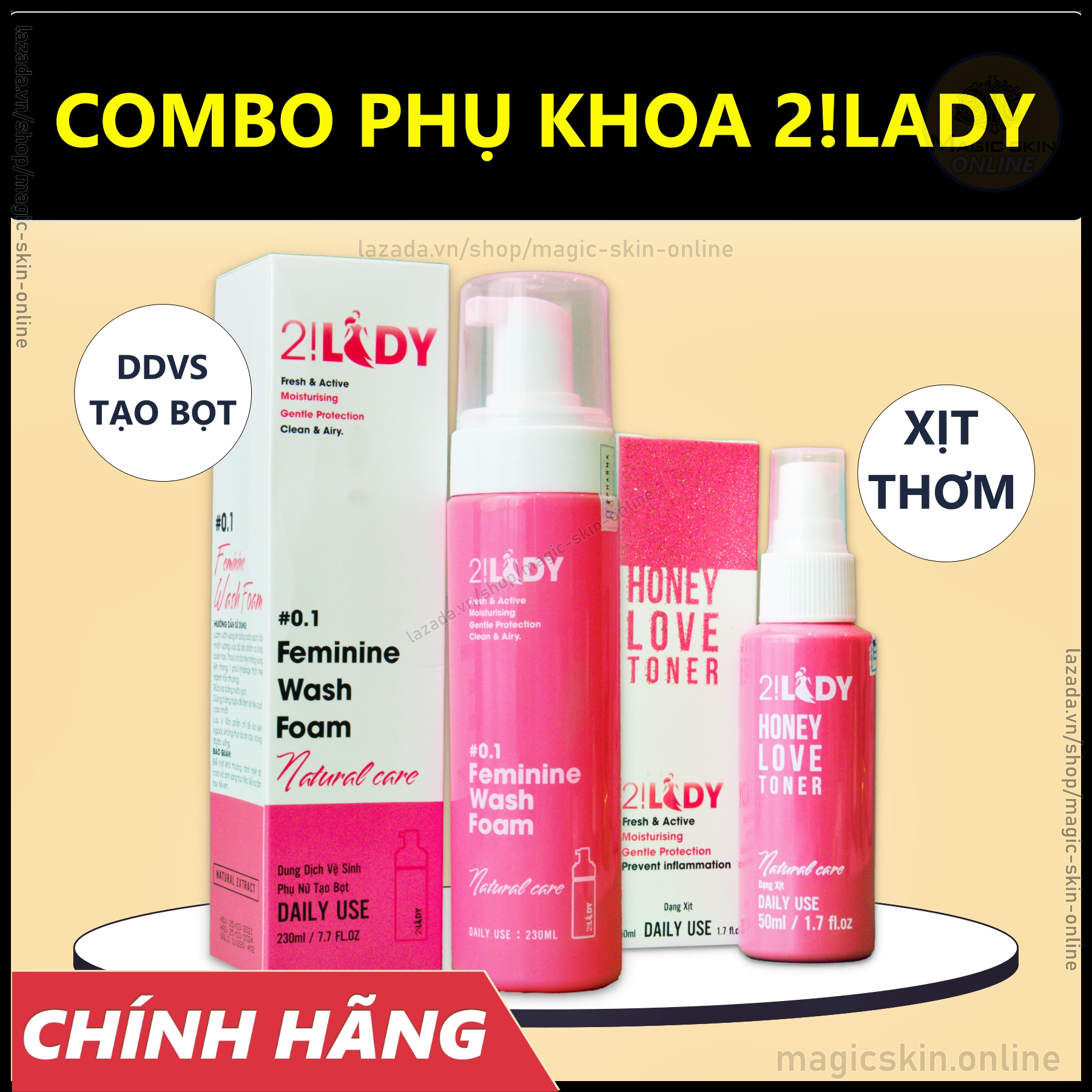 Combo xịt rửa hồng thơm cô bé 2lady ✔ chính hãng