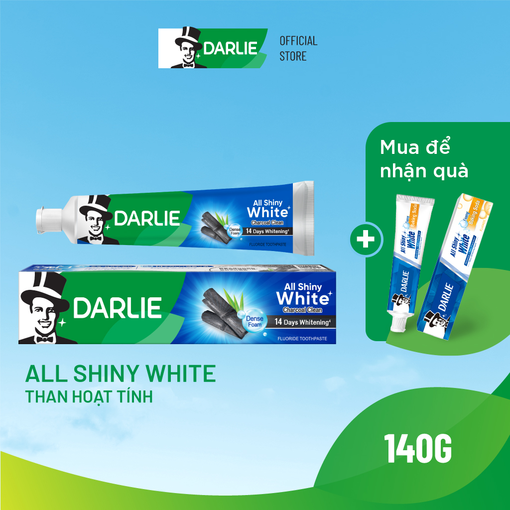 Kem đánh răng darlie all shiny white trắng sáng than hoạt tính 140g