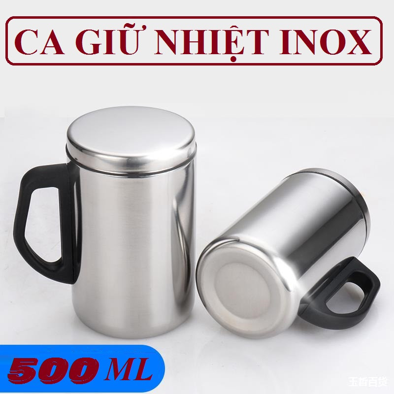 Ca giữ nhiệt inox 304 500ml , ca giữ nhiệt, ly giữ nhiệt inox-ca/ly giữ nhiệt inox thermos mug, có nắp đậy kín giữ nhiệt tốt