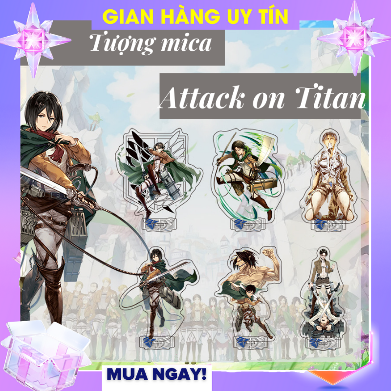 [Mới] 1 Tượng standee mica Attack on Titan để bàn cực chất anime
