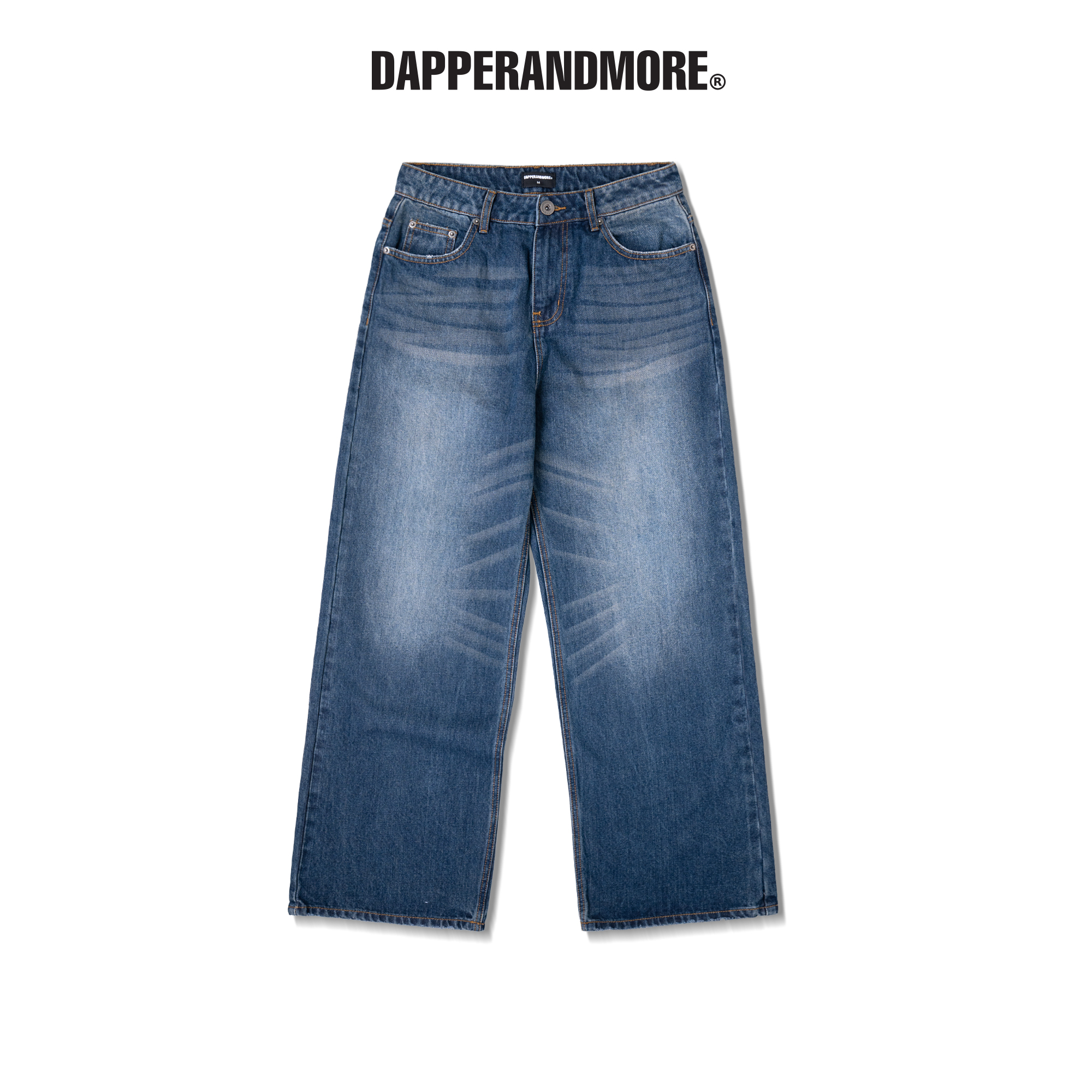 Quần jeans ống rộng dapperandmore wide-leg washed denim pants - xanh blue