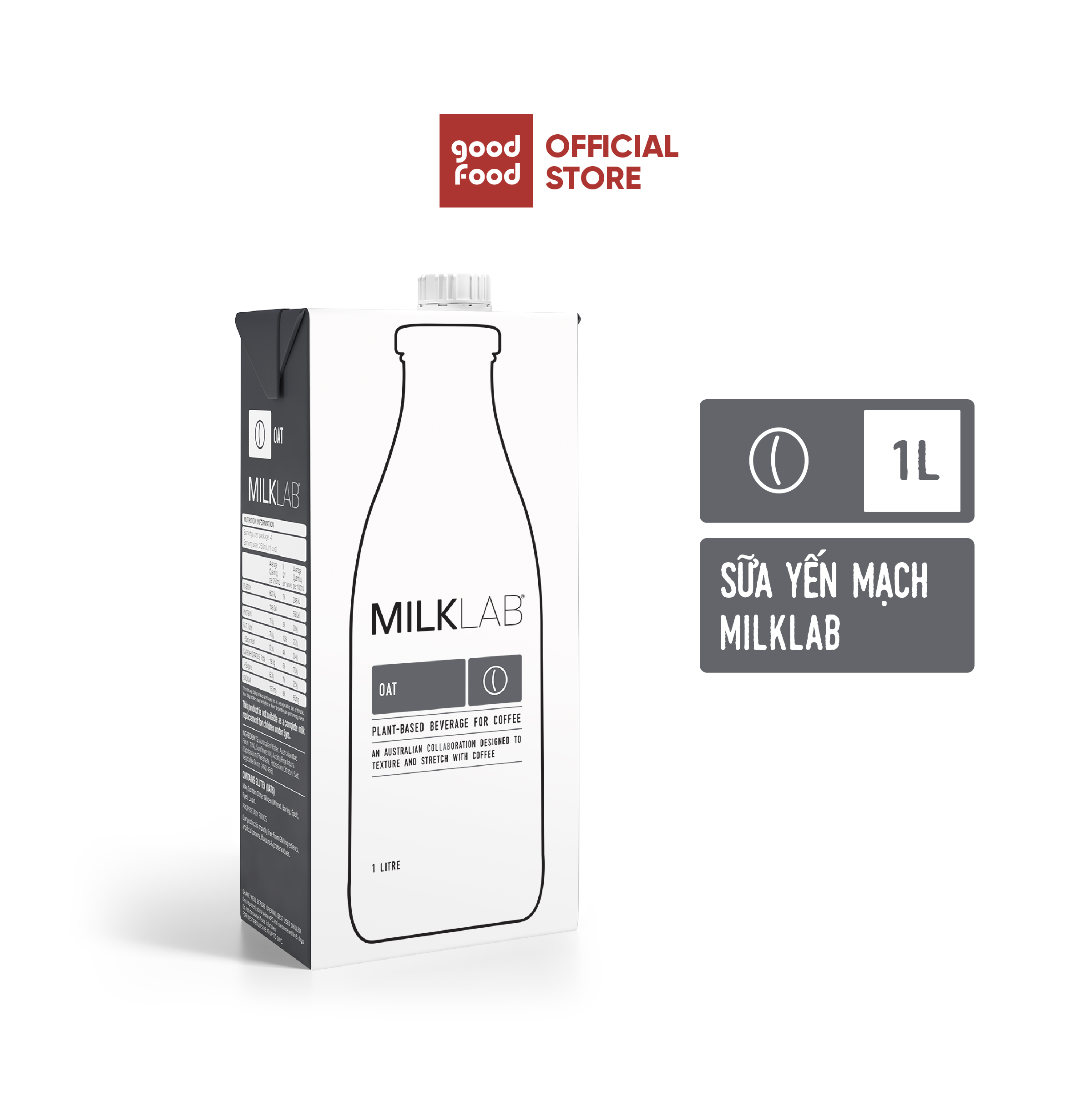 Sữa hạt yến mạch cao cấp ít đường MilkLab – Yến mạch từ Úc hộp 1 lít