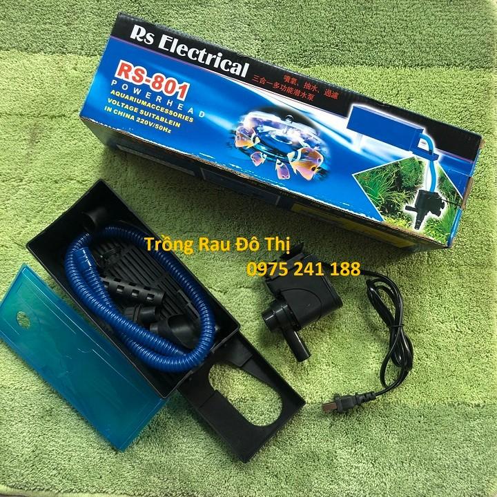 Máy lọc bể cá cảnh RS-801 ba chức năng: lọc, sủi, thổi luồng