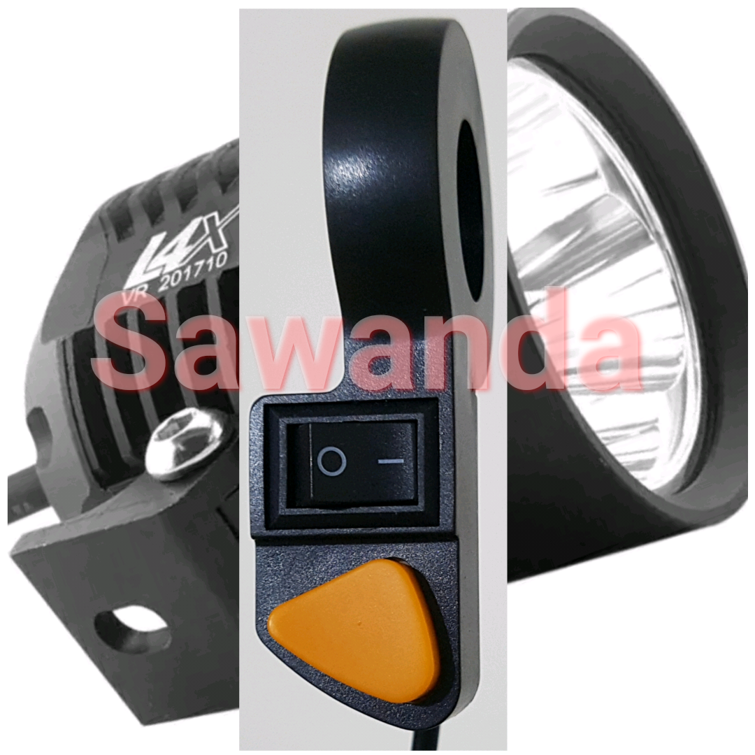 Công tắc Tắt Mở kèm nút Passing Đen Cam có dây cho đèn trợ sáng L4 L4X lắp tay lái xe