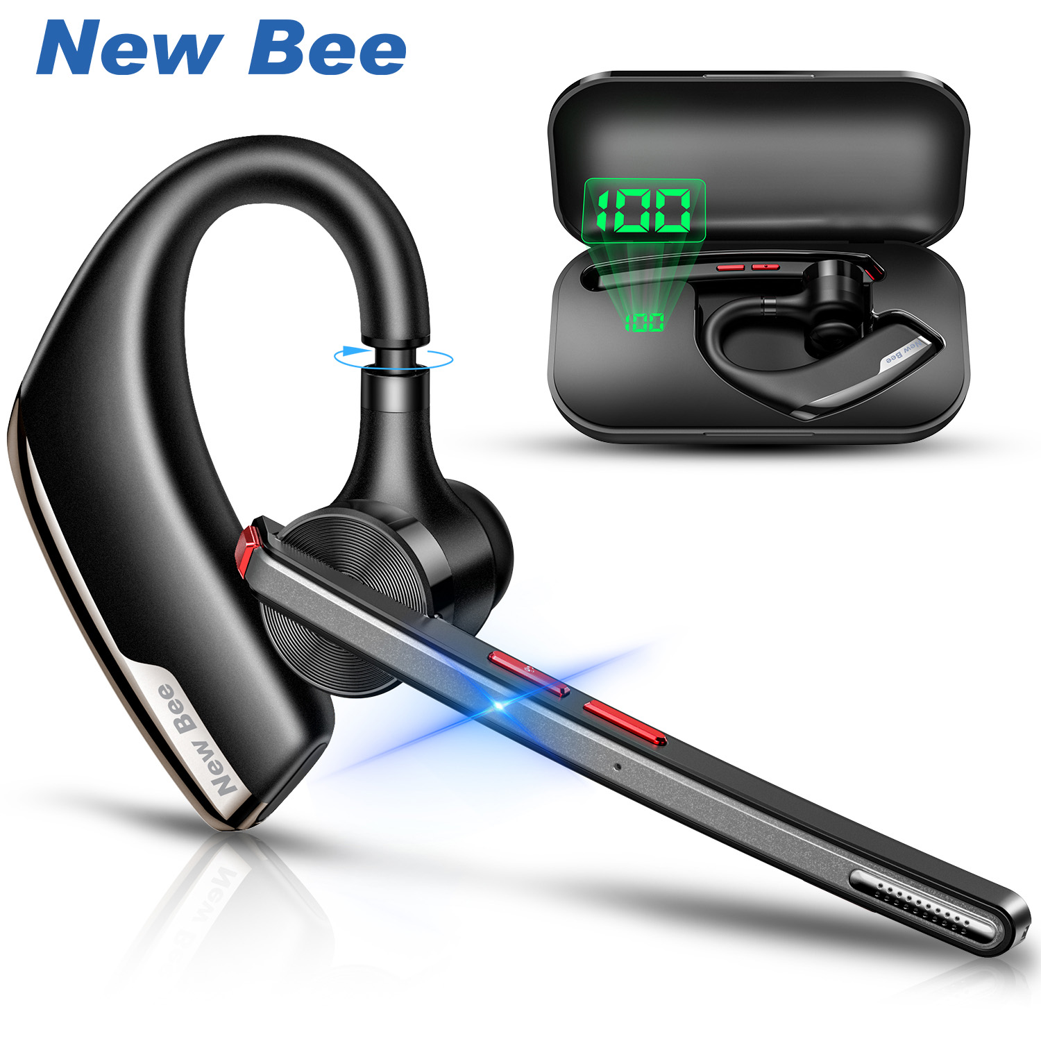 New Bee M51 Tai nghe Bluetooth ENC Tai nghe không dây giảm tiếng ồn với hộp sạc Tai nghe Bluetooth Thời gian nói chuyện 80 giờ Điện thoại di động/Máy tính xách tay Bluetooth 5.2 Bluetooth Earphone