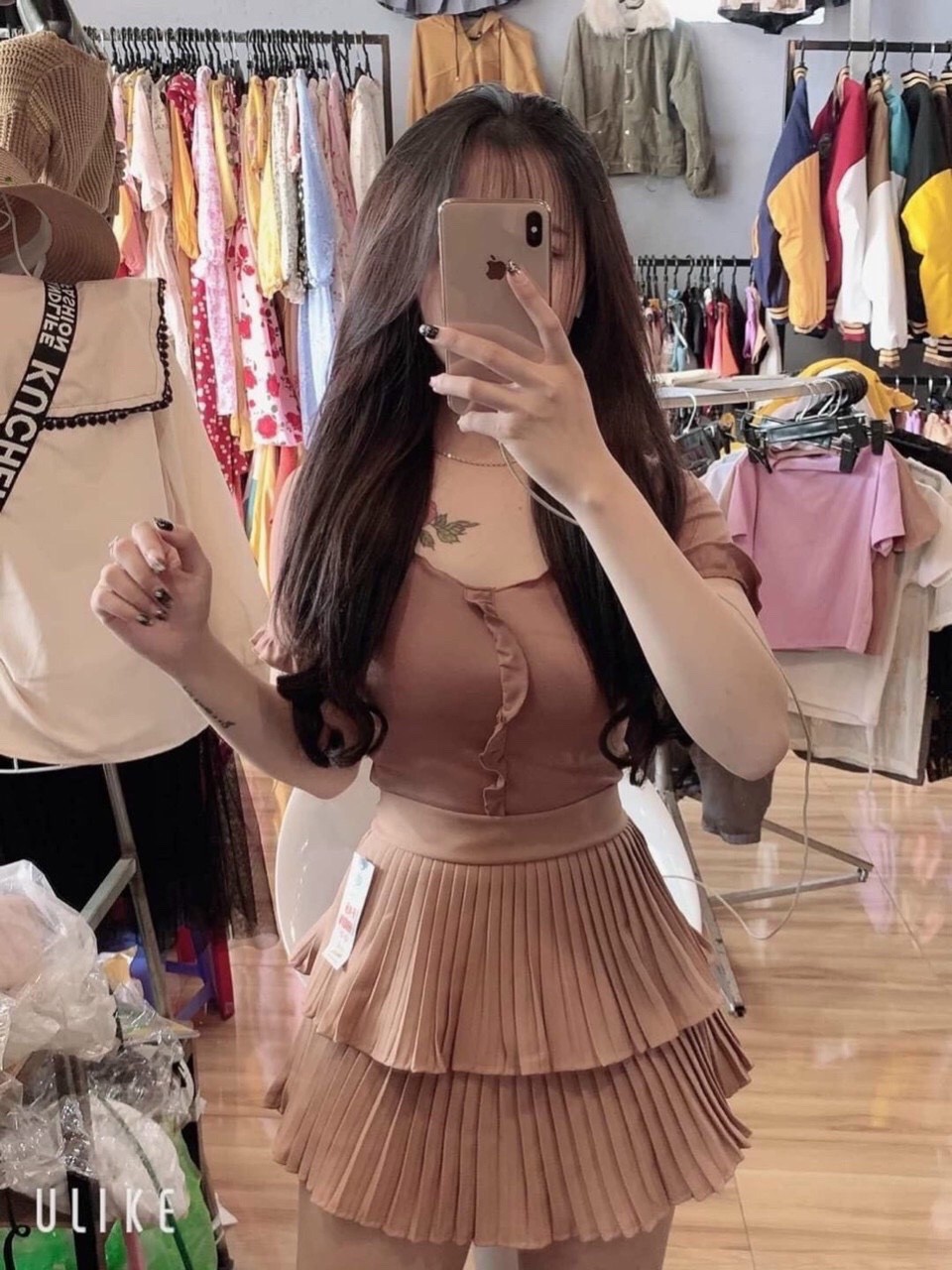 Chân Váy Dập Ly 2 Tầng Không Túi,Chân Váy Nữ,LY STORE