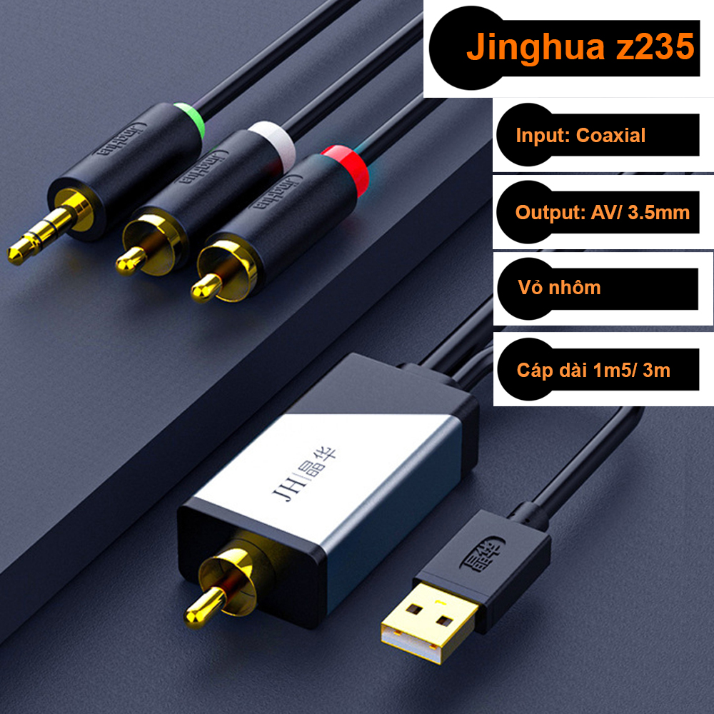 Cáp chuyển âm thanh từ cổng coaxial sang cổng aux 3.5mm hoặc cổng av - jh z235