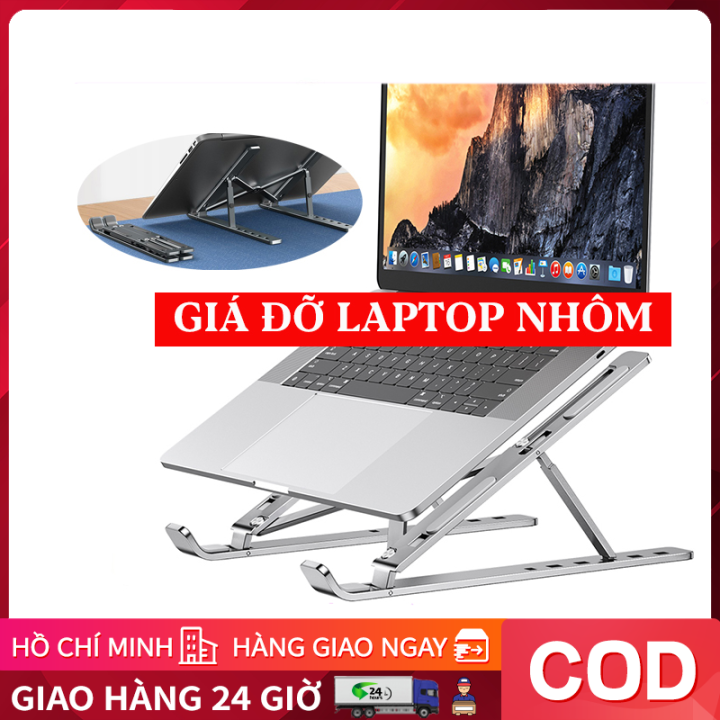 Giá Đỡ Laptop Nhôm bằng nhôm, điều chỉnh độ cao đế tản nhiệt laptop dưới Đa dạng về kích cỡ đế kê laptop, 6 mức đỡ linh hoạt