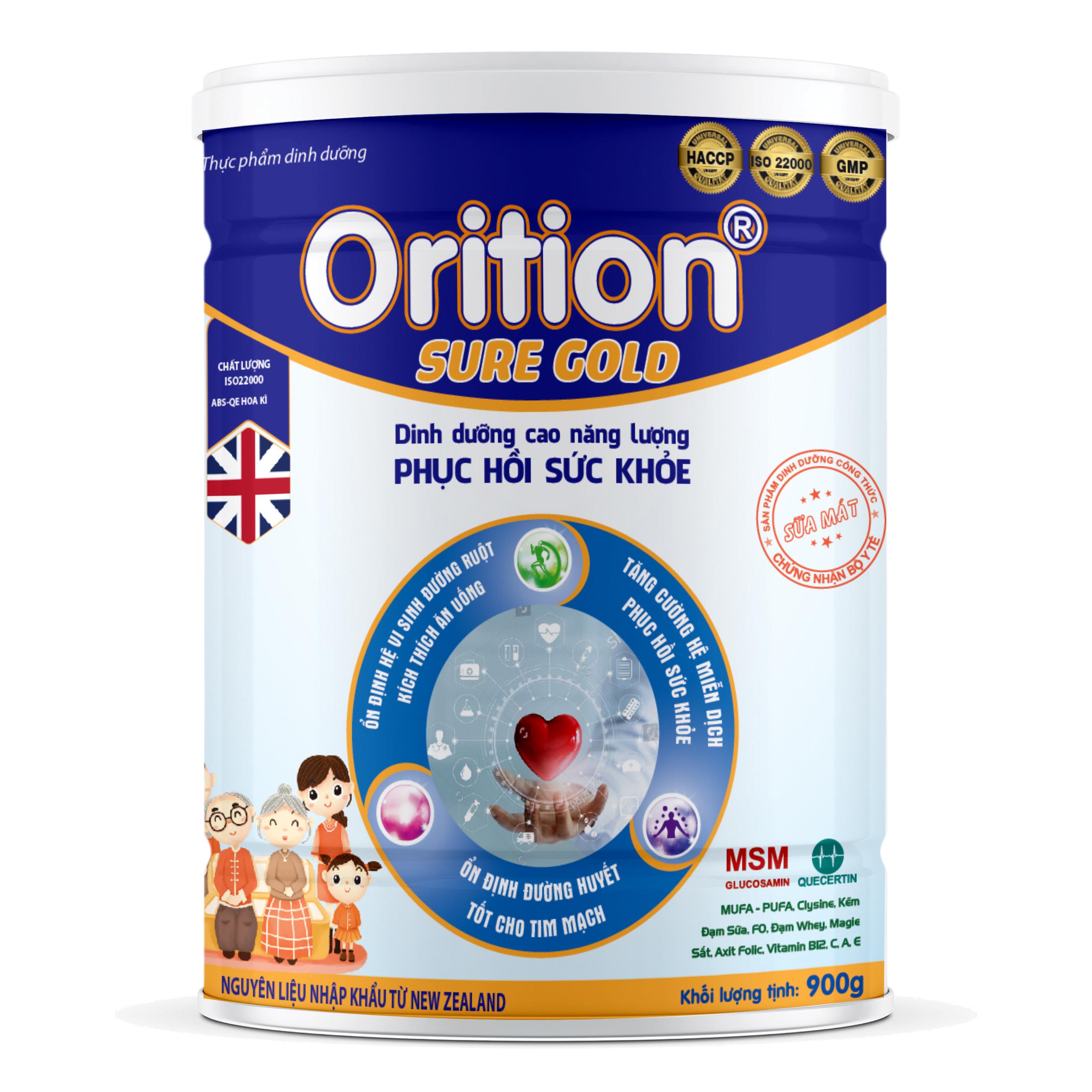 Sữa bột orition sure gold dinh dưỡng phục hồi sức khỏe cho người già, người bệnh ăn uống kém- 900g