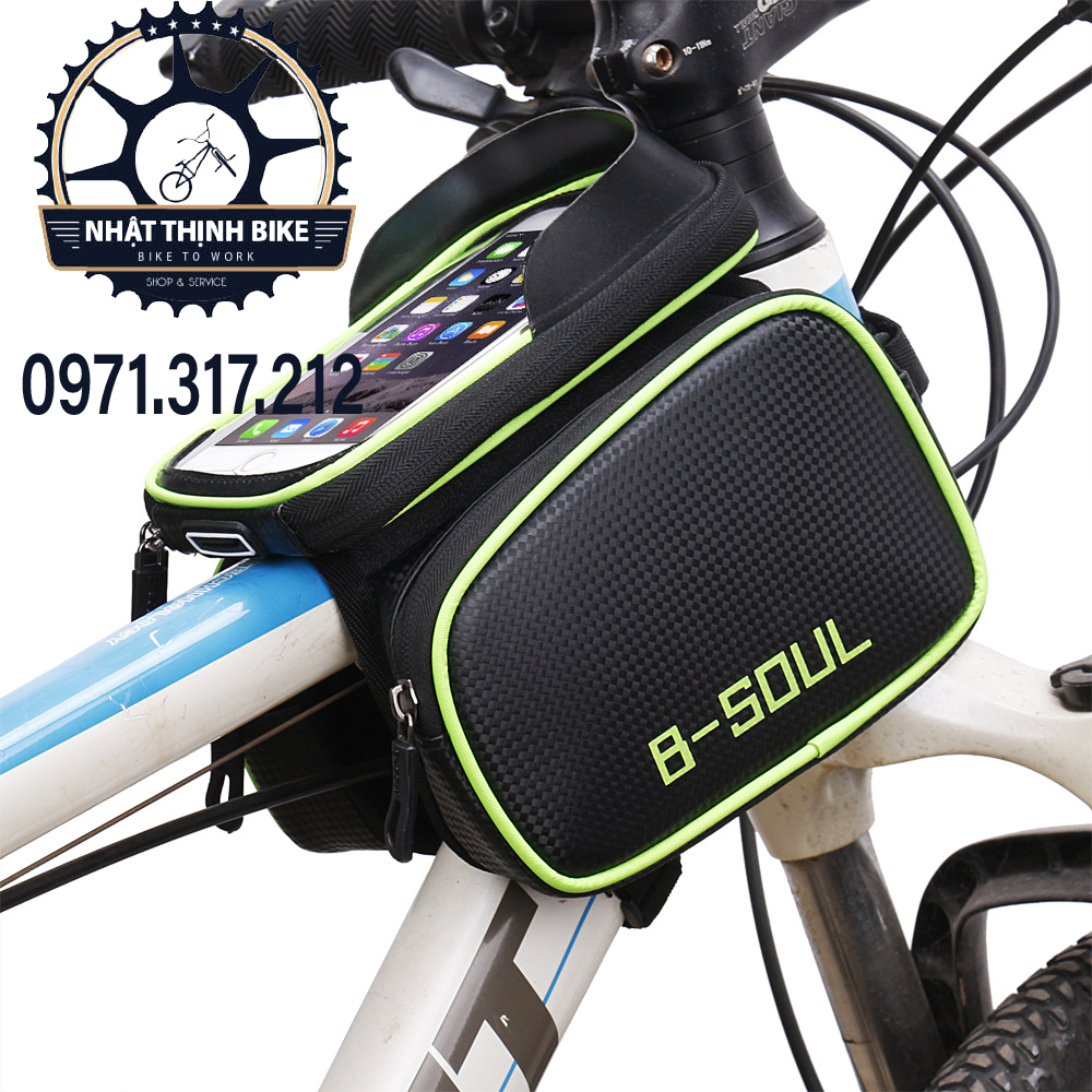 -Túi treo xe đạp túi xe đạp Bsou 2 ngăn có cảm ứng Canvas-Nhatthinhbikes
