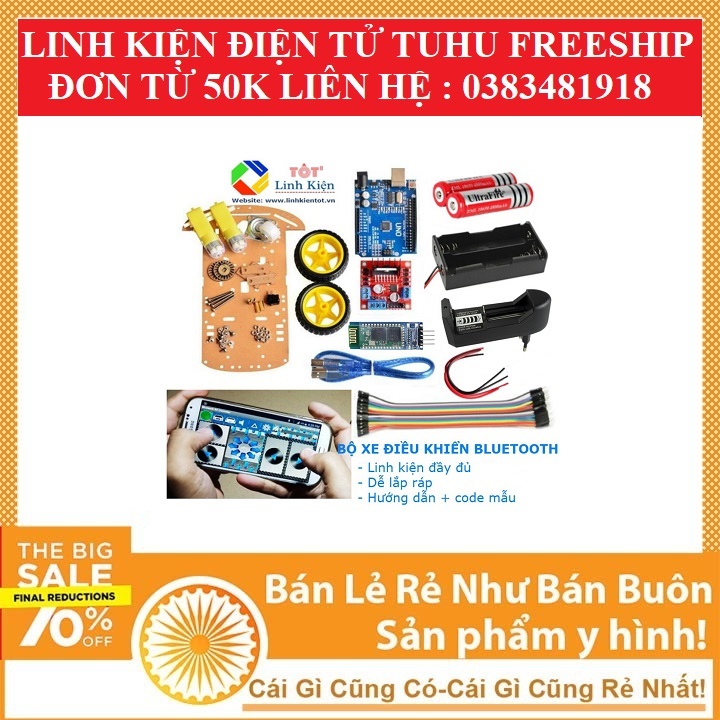 Combo xe robot điều khiển bluetooth arduino xe bluetooth đã nạp sẵn code