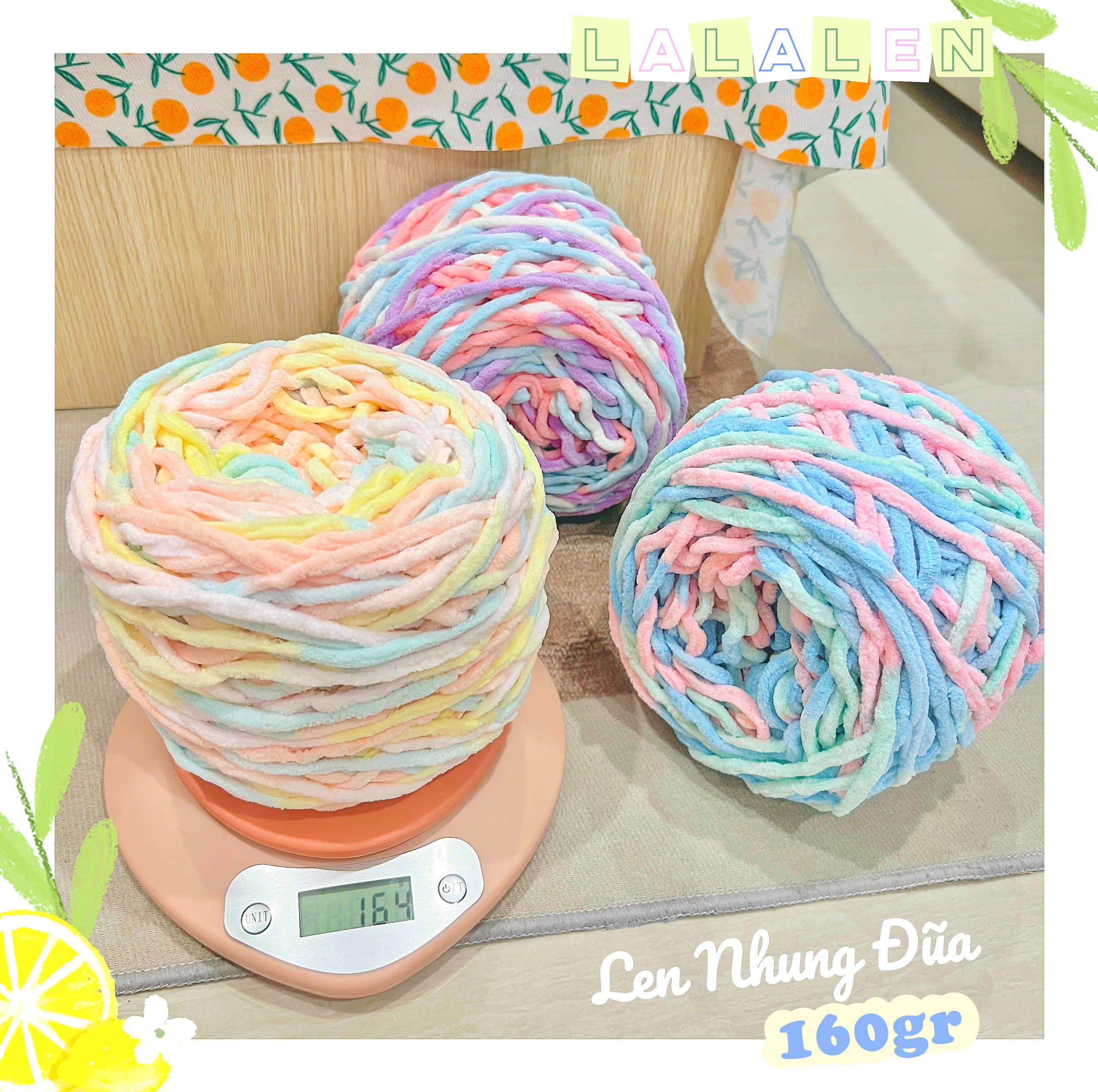 Len nhung đũa / len bông sữa 5mm - cuộn 160gr